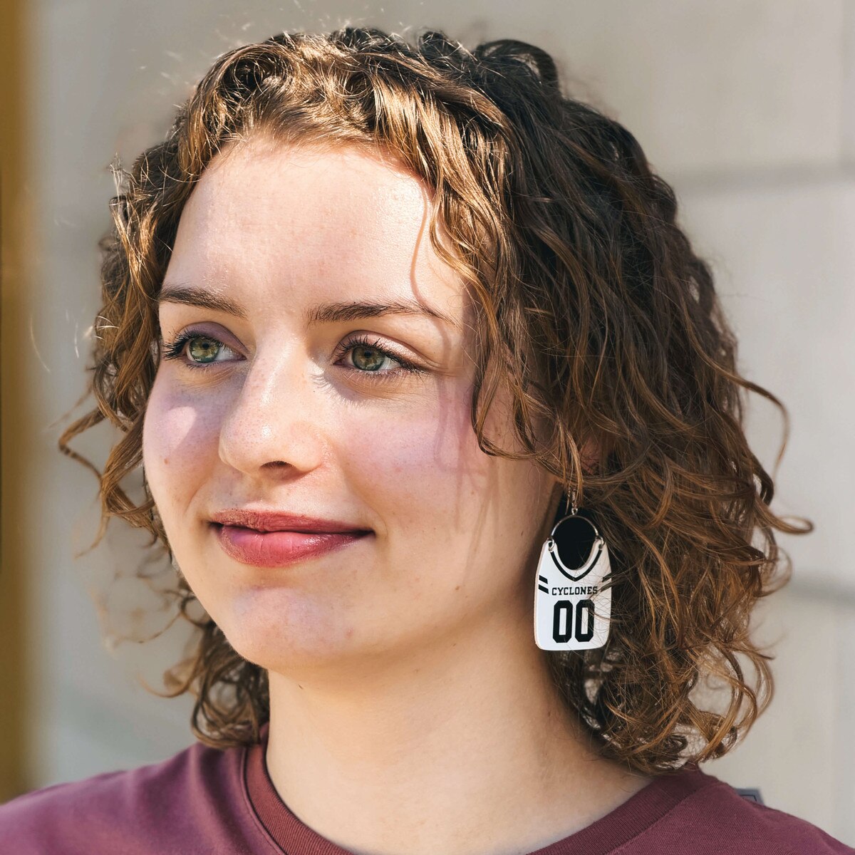 Cyclones White with Black Football Jersey Silver Earrings